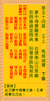 觀音靈簽第54簽，觀音靈簽第五十四簽解簽全解